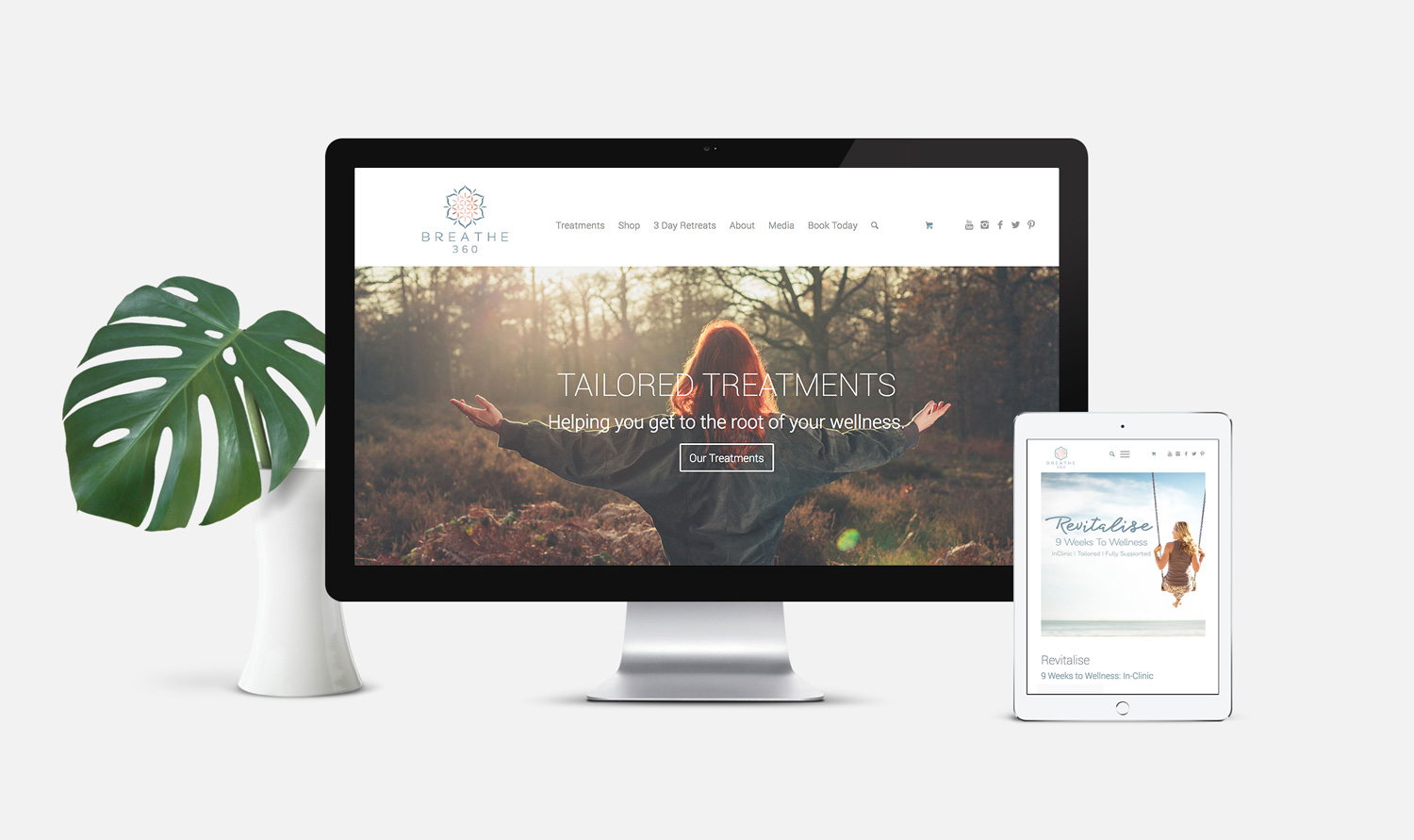Wellness Website Design: Breathe360 Shop, Treatments & Retreats