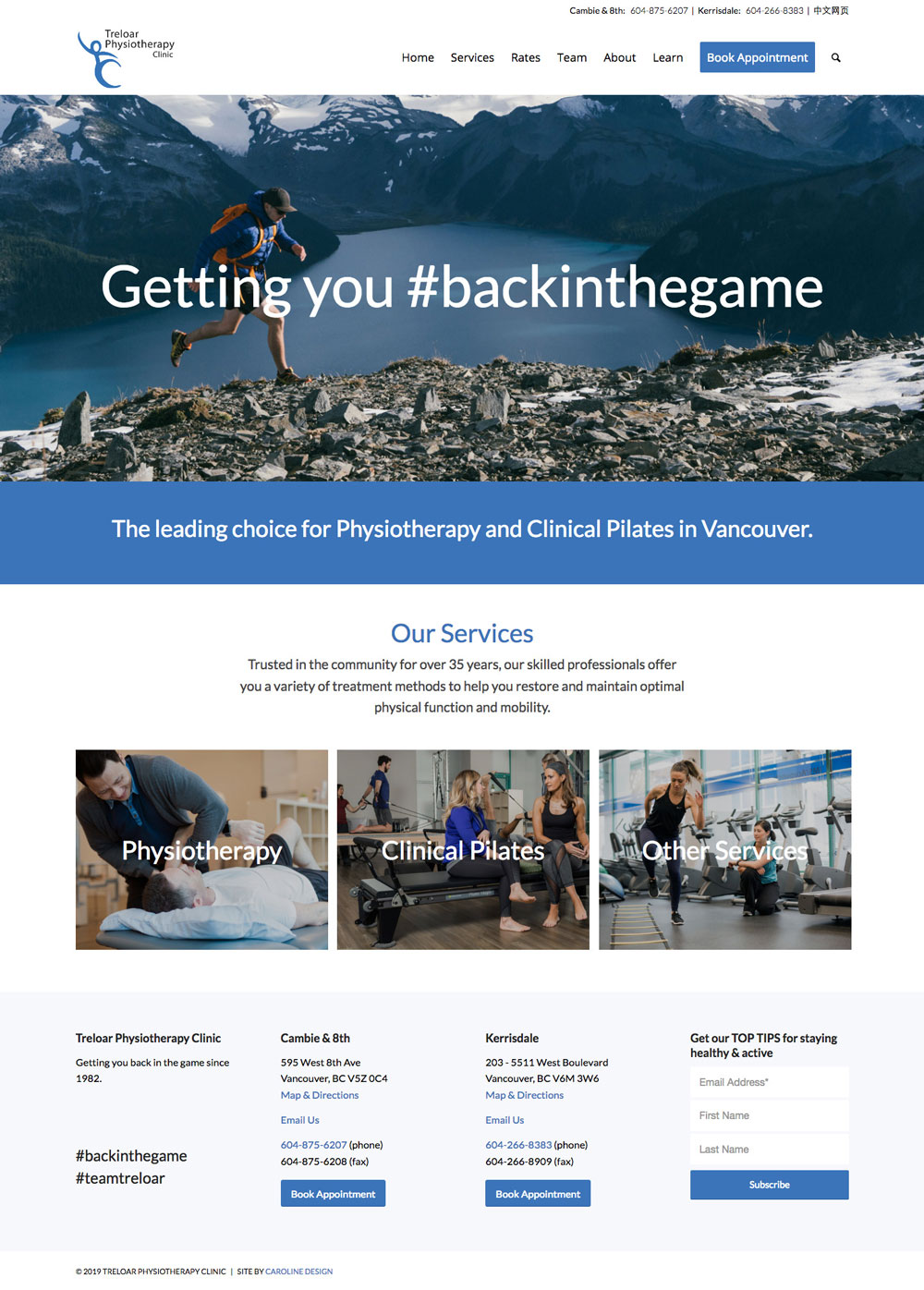Physiotherapy Clinic Website Design: Treloar Physio
