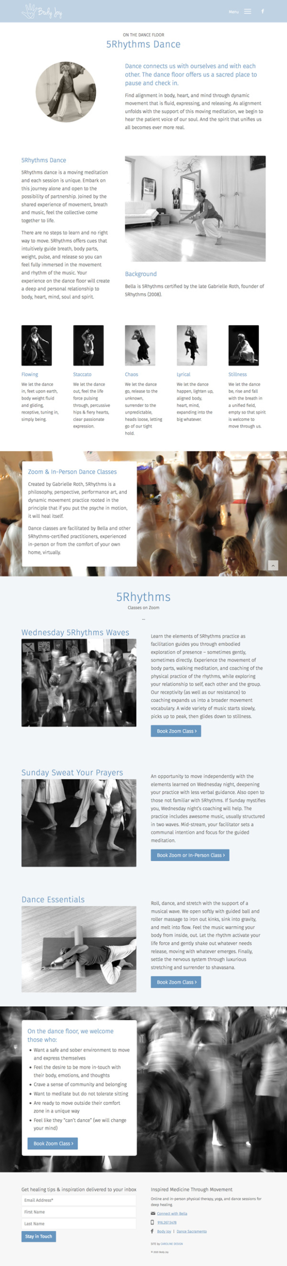 Wellness Website Design: Physical Therapy, Yoga, 5 Rhythms Dance: Body Joy