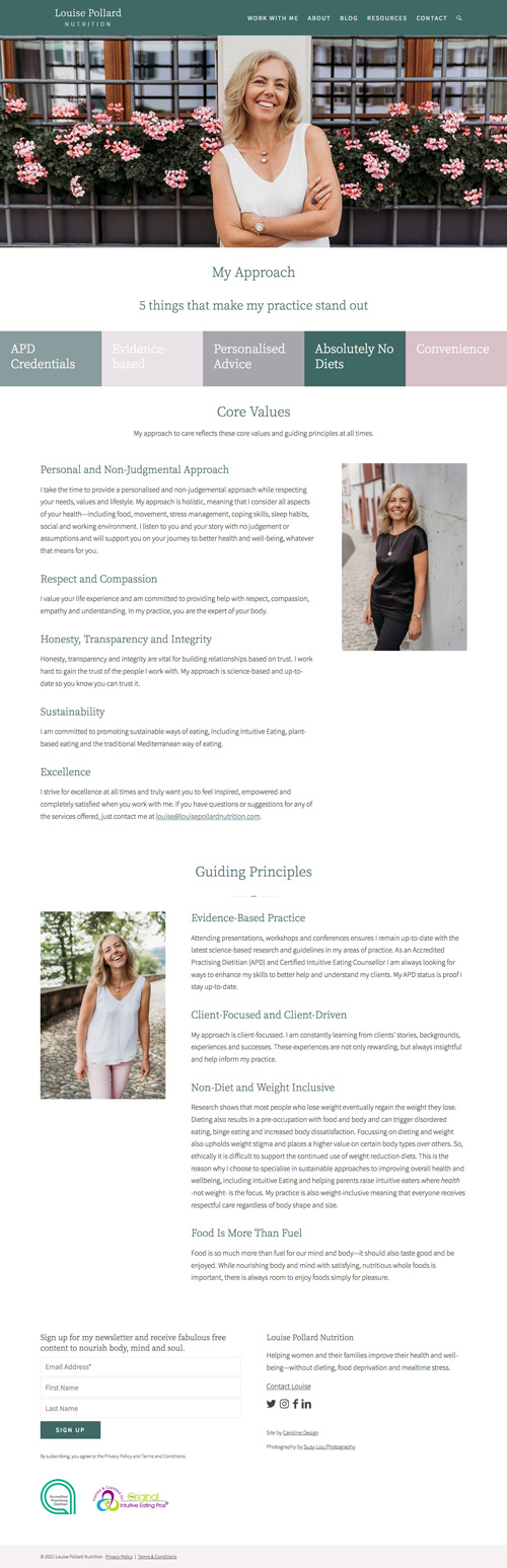 Nutritionist Website Design & Branding: Louise Pollard Nutrition