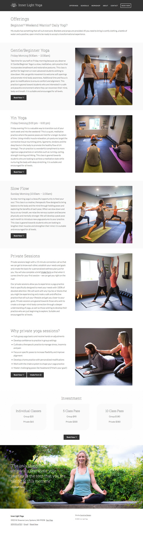 Yoga Website Design & Branding: Inner Light Yoga Studio